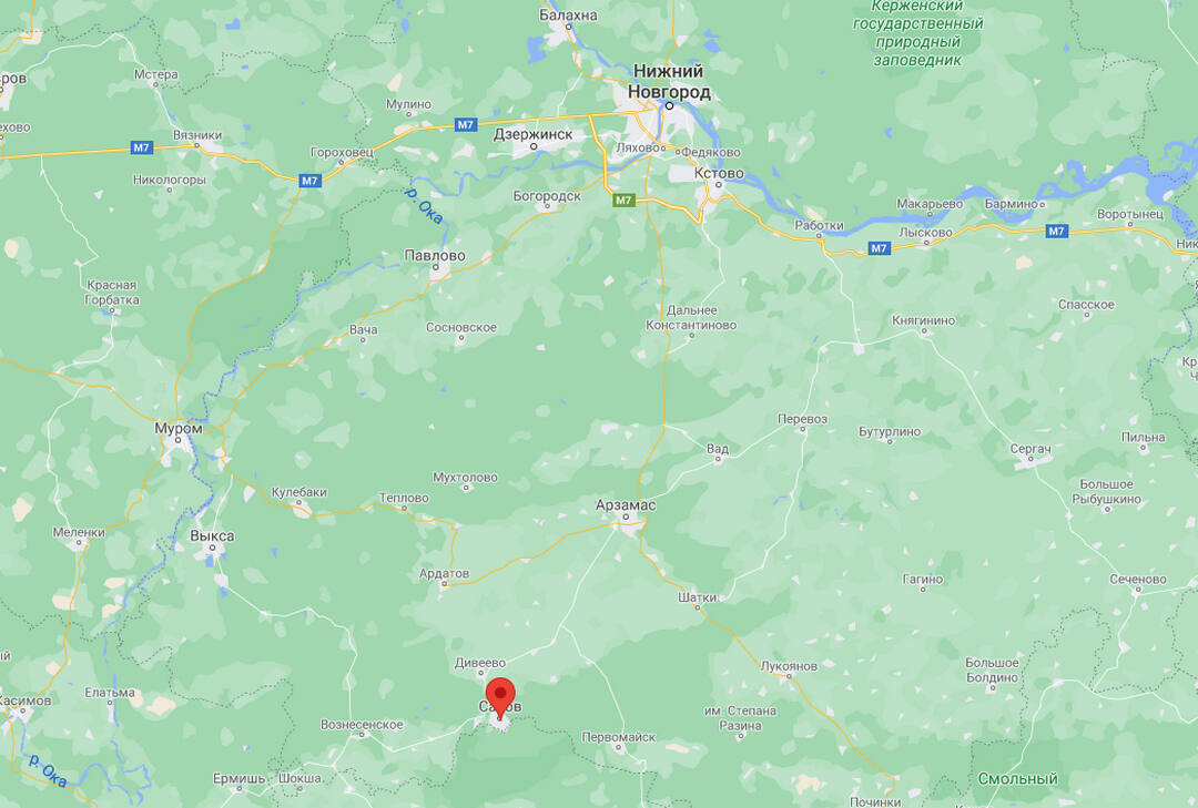 Карта расположения Сарова