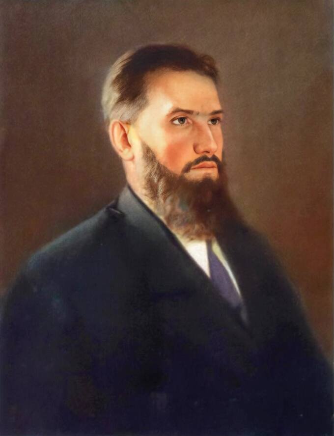 Портрет И. В. Курчатова над камином в гостиной