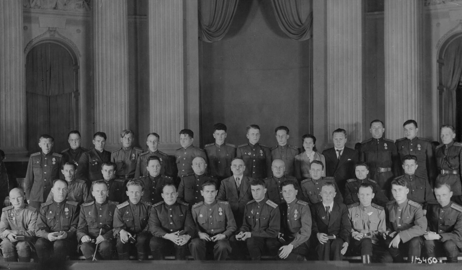Сотрудники СМЕРШ после награждения орденами. П.Я.Мешик 3-й во 2-м ряду. 1943 г.