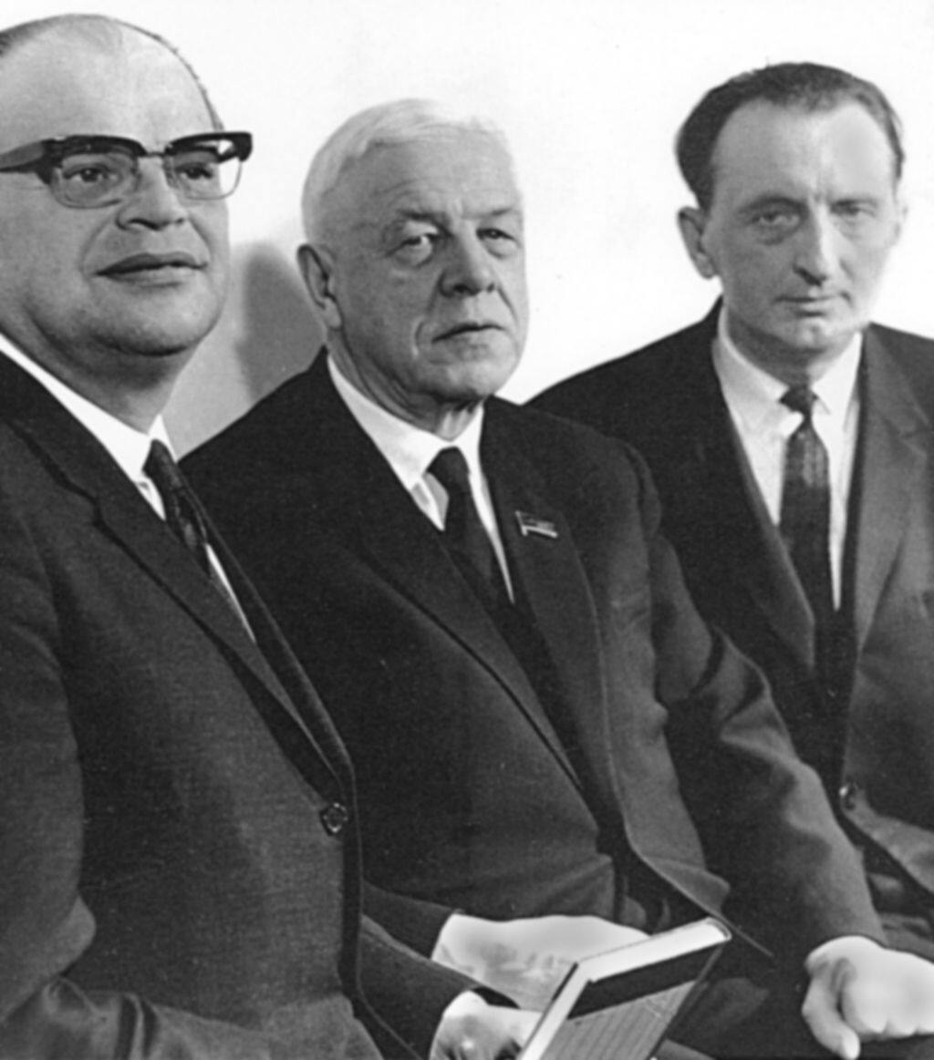 Академики Н.Г. Басов, Д.В. Скобельцын и А.М. Прохоров. 1969 г.